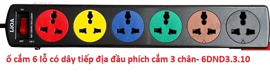 ổ cắm lioa 6dnd3.3.10 - 6 lỗ đa năng có dây tiếp địa